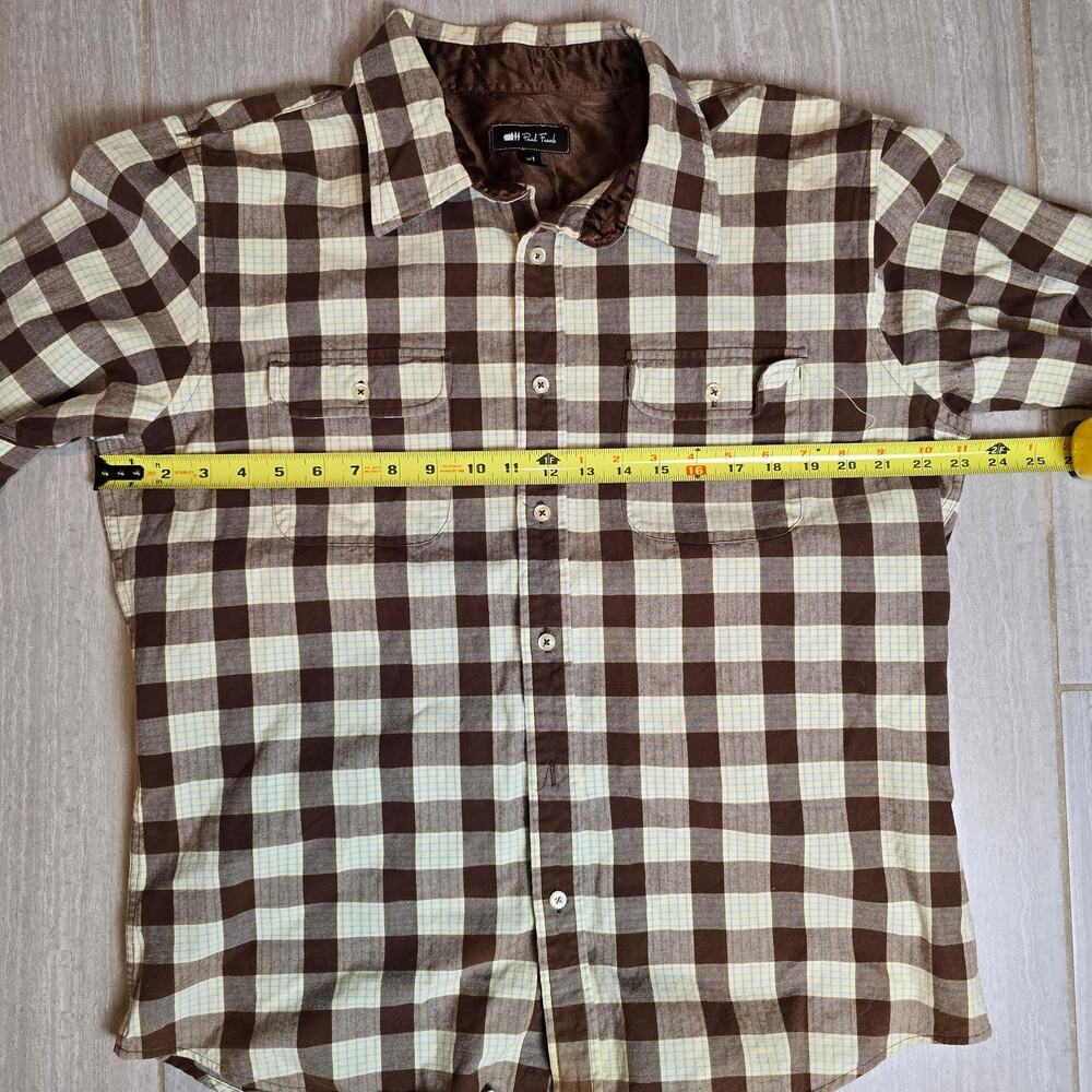 Paul Frank Men’s Long Sleeve Dress Shirt XLarge XL Plaid Brown White Y2K - Picture 5 of 6